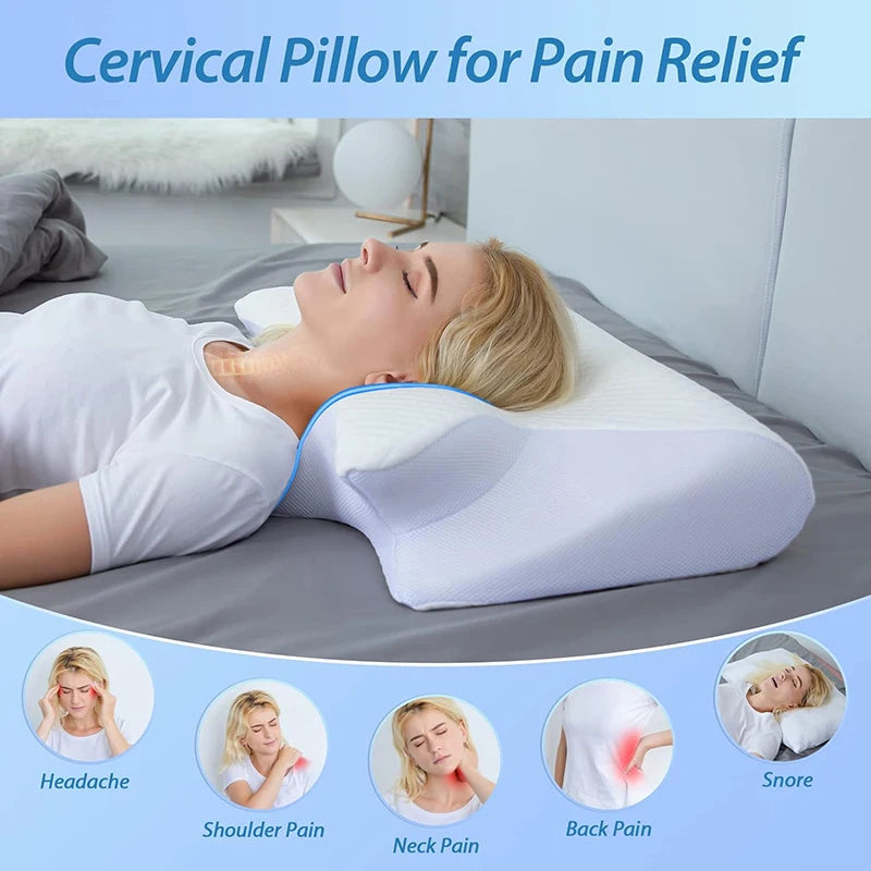 Memory Foam Neck Pillow – 2-in-1 Orthopedic Support for Pain Relief